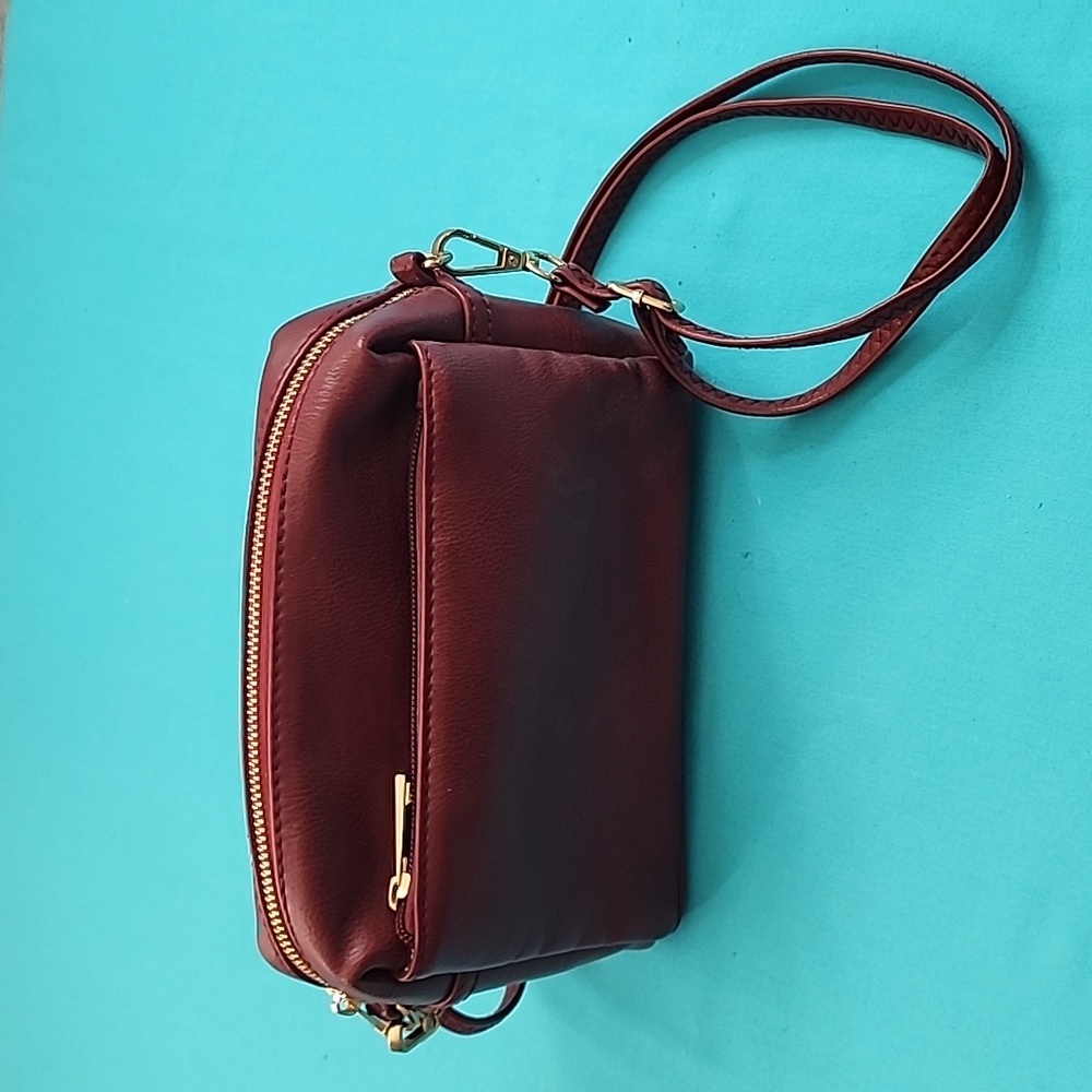 Burgundy Vegan Faux Leather Crossbody Purse